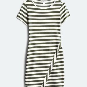 41 Hawthorn Olive & White Striped Midi T-Shirt Dress